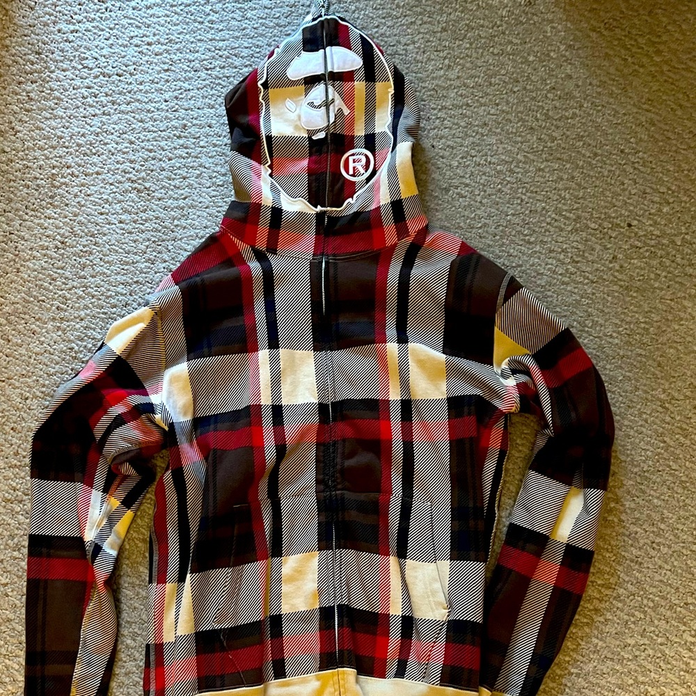 2XL PADS Bape Check 2nd Ape Face Full Zip Wife Fit Hoodie